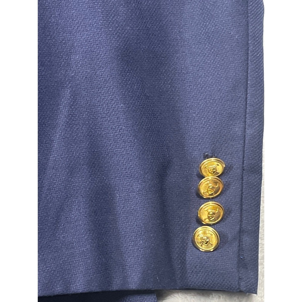 Lauren Ralph Lauren Mens Navy Blue Wool Blend Coolmax Blazer Gold Buttons 48R